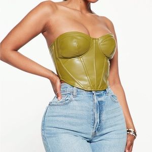 Fashion Nova Jade Faux Leather Bustier - Olive